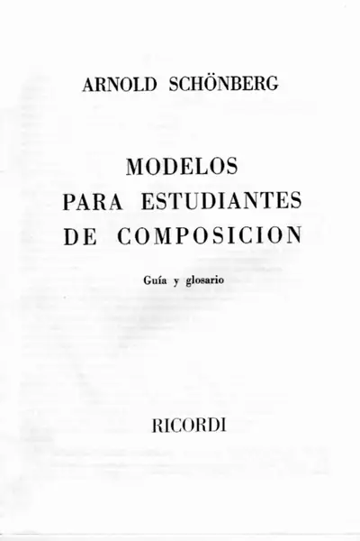 Portada del libro: Schoenberg Modelos De Comp