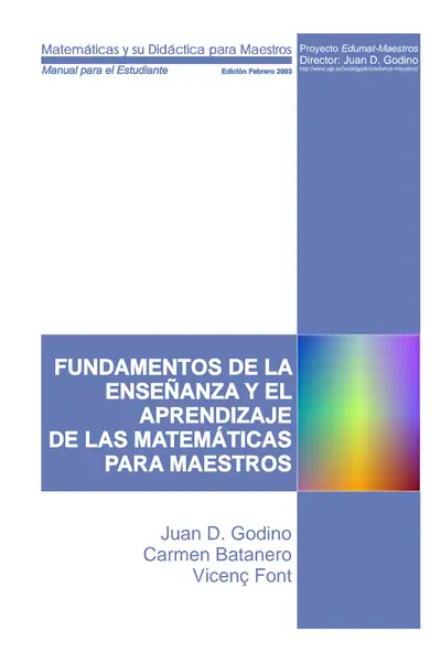 Portada del libro: Fundamentos De La EnseñAnza Y El Aprendizaje De Las MatemáTicas Para Maestros