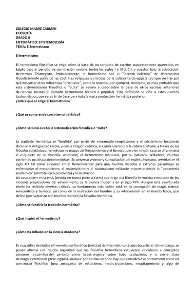 Portada del libro: 12 El Hermetismo Autor Webcolegios