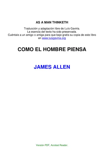 Portada del libro: 10 Como El Hombre Piensa Autor James Allen