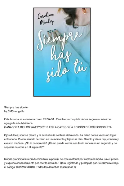 Portada del libro: Carolina Mendez Siempre Has Sido Tu