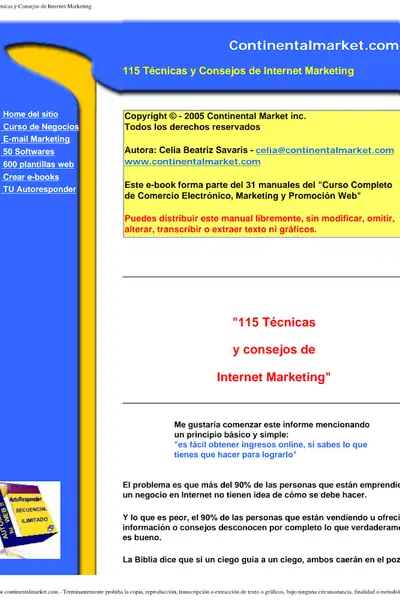 Portada del libro: 115 Tecnicas Y Consejos De Marketing En Internet