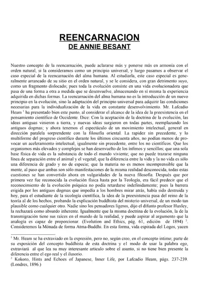 Portada del libro: 04 ReencarnacióN Autor Annie Besant