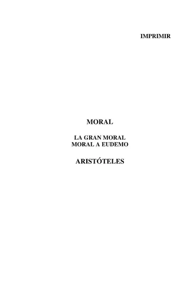 Portada del libro: AristóTeles Moral A Eudemo