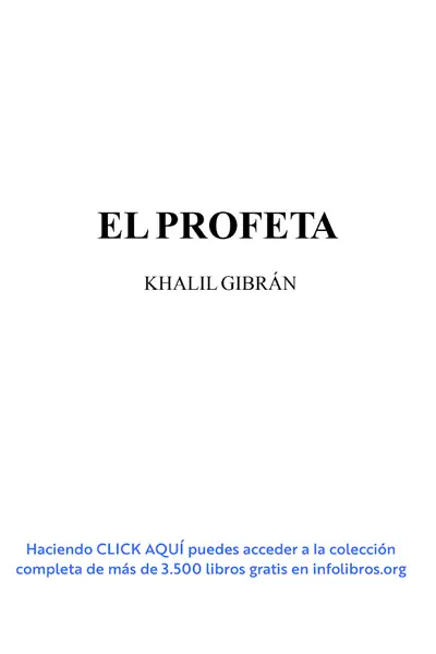 Portada del libro: El Profeta Autor Khalil GibráN