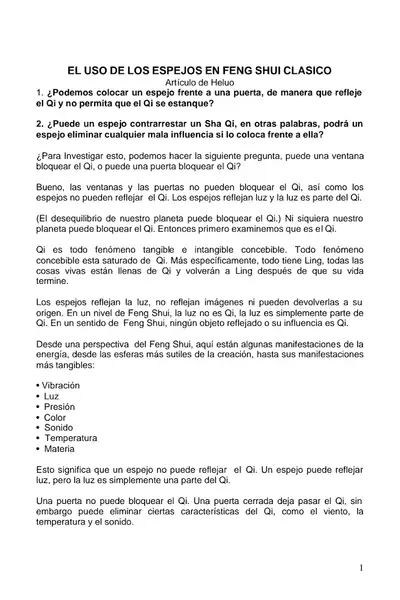 Portada del libro: 14 El Uso De Los Espejos En Feng Sui CláSico Autor Heluo