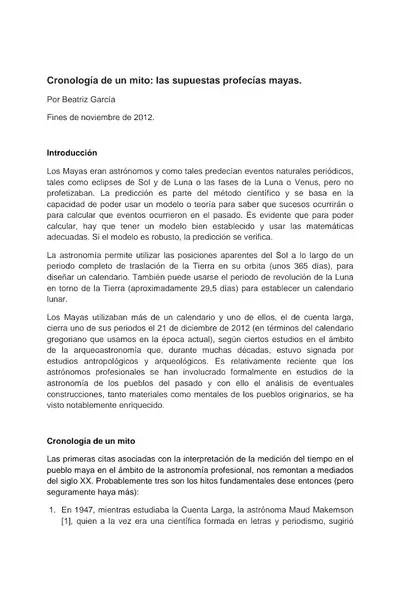 Portada del libro: 27 CronologíA De Un Mito Las Supuestas ProfecíAs Mayas Autor Beatriz GarcíA