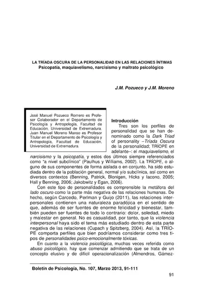 Portada del libro: 58 Triada Oscura Personalidad Relaciones Intimas