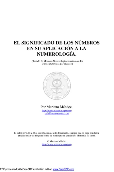 Portada del libro: El Significado De Los NúMeros En Su AplicacióN A La NumerologíA Mariano MéNdez