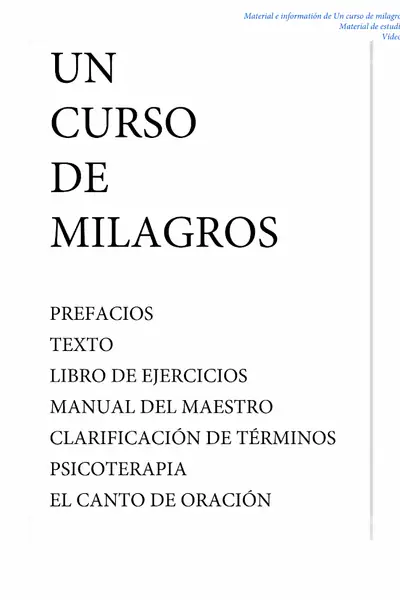 Portada del libro: Un Curso De Milagros