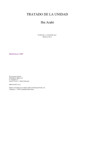Portada del libro: Tratado De La Unidad