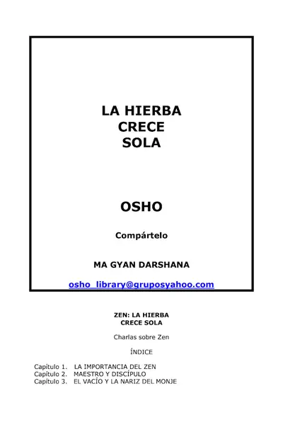 Portada del libro: La Hierba Crece Sola