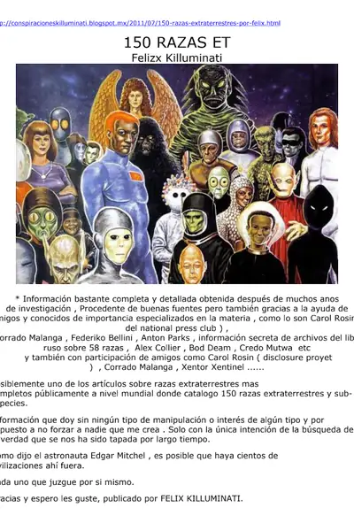 Portada del libro: 150 Razas Extraterrestres