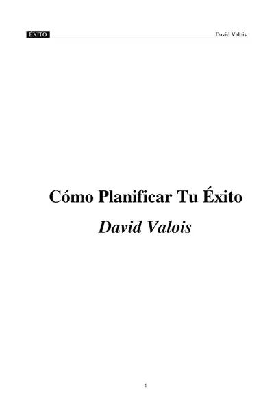Portada del libro: Como Planificar Tu Exito