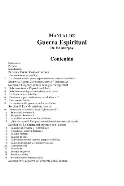 Portada del libro: Manual De Guerra Espiritual