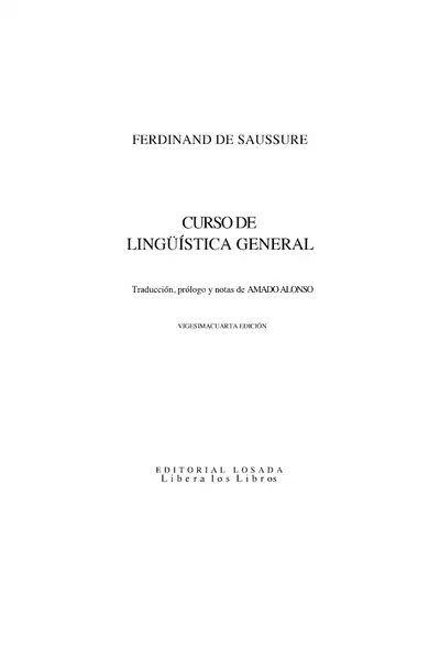 Portada del libro: Saussure Curso Linguistica