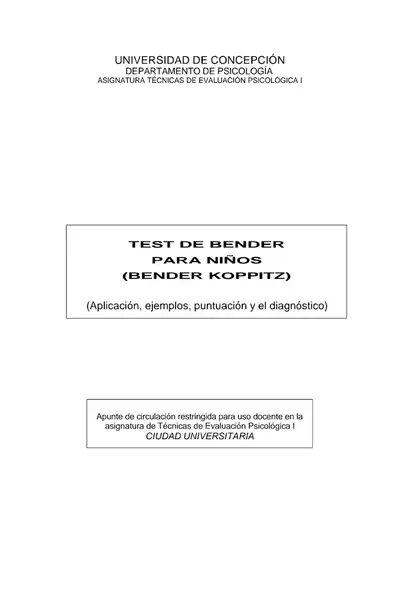 Portada del libro: Test De Bender