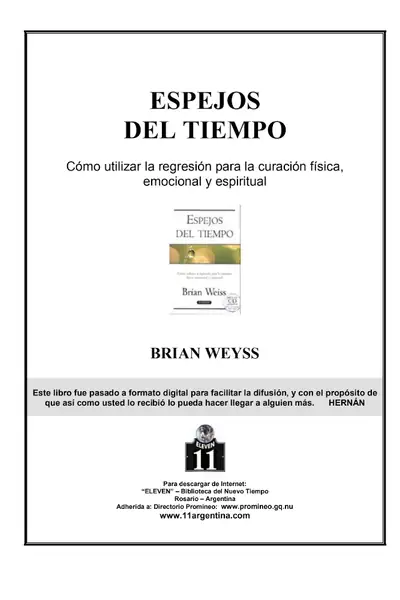 Portada del libro: Espejos Del Tiempo Brian Weiss