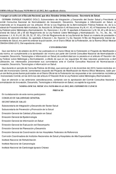 Portada del libro: Norma Oficial Del Expediente Clinico