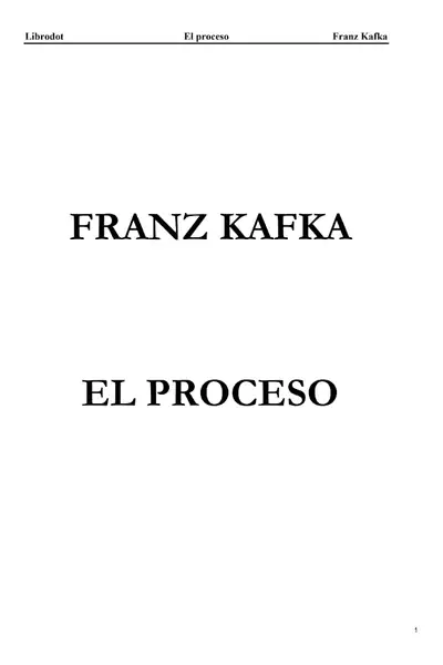 Portada del libro: El Proceso Franz Kafka