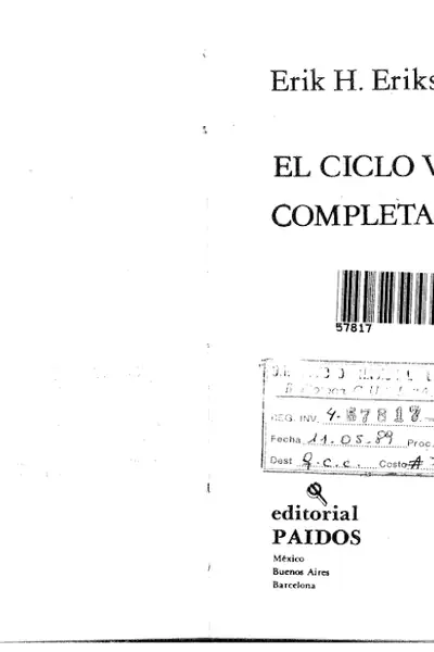 Portada del libro: El Ciclo Vital Completado Erik Erikson