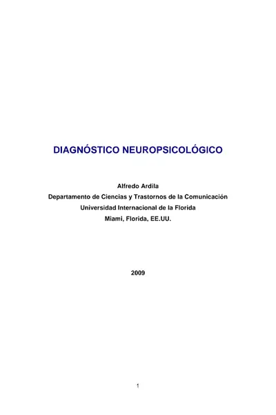 Portada del libro: DiagnóStico NeuropsicolóGico Ardila Alfredo