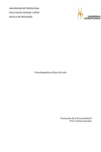 Portada del libro: PsicodiagnóStico ClíNico Del NiñO