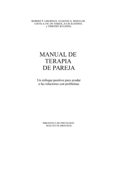 Portada del libro: Manual Terapia De Pareja Robert Liberman