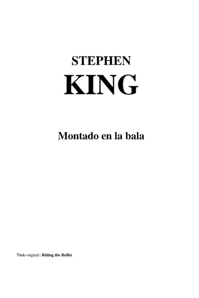 Portada del libro: Montado En La Bala Stephen King