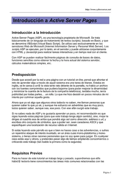 Portada del libro: Asp IntroduccióN A Asp
