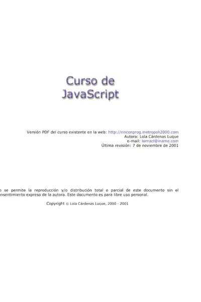 Portada del libro: Javascript Curos De Javascript