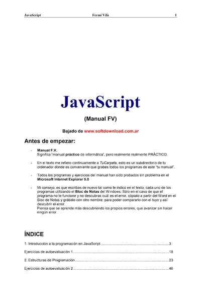Portada del libro: Javascript Manual PráCtico Javascript