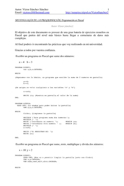 Portada del libro: Pascal MetodologíA De La ProgramacióN Pascal