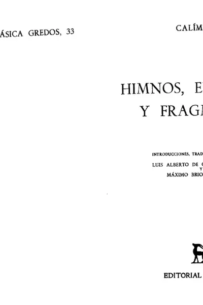 Portada del libro: 33 Calimaco Himnosepigramasyfragmentos