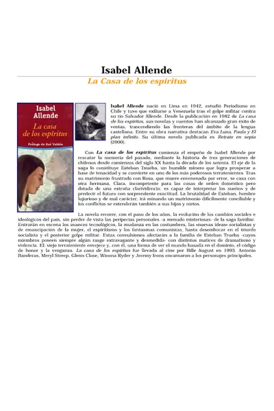 Portada del libro: Copia De Allende Isabel La Casa De Los EspíRitus