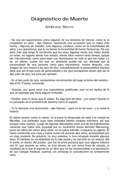 Portada del libro: Copia De Diagnostico De Muerte Bierce Ambrose