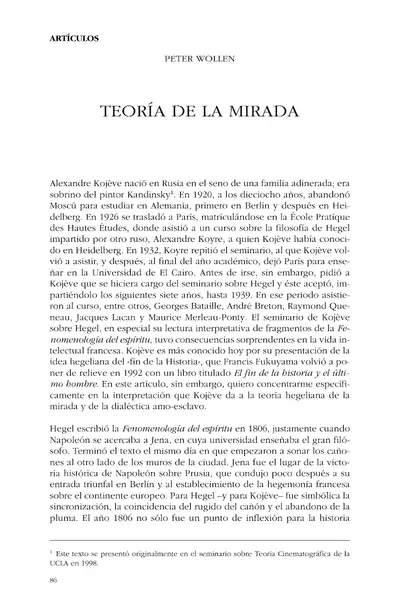 Portada del libro: Teoria De La Mirada Peter Wollen