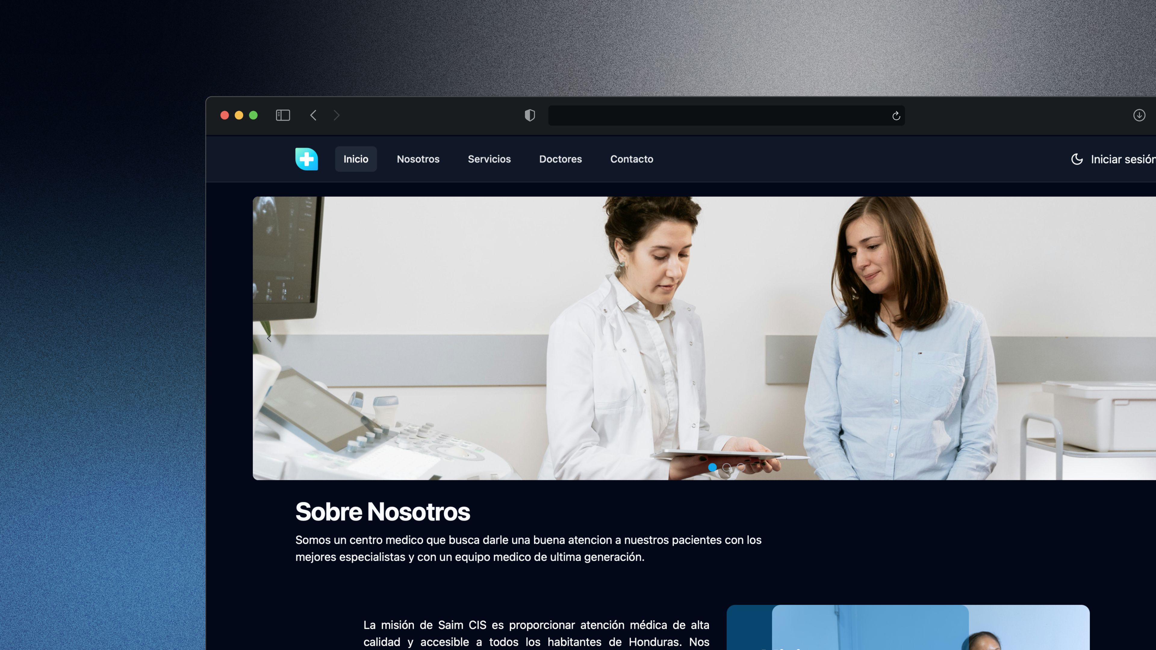 Captura de pantalla del proyecto SAIM CIS - Plataforma integral de gestión médica para clínicas y profesionales de la salud, desarrollada como aplicación web moderna.