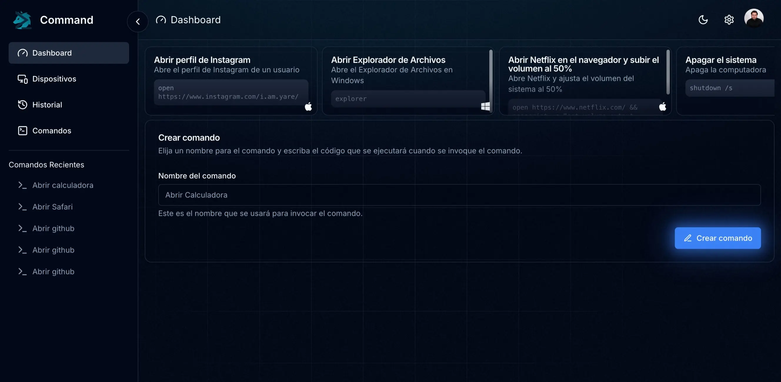 Dashboard Principal