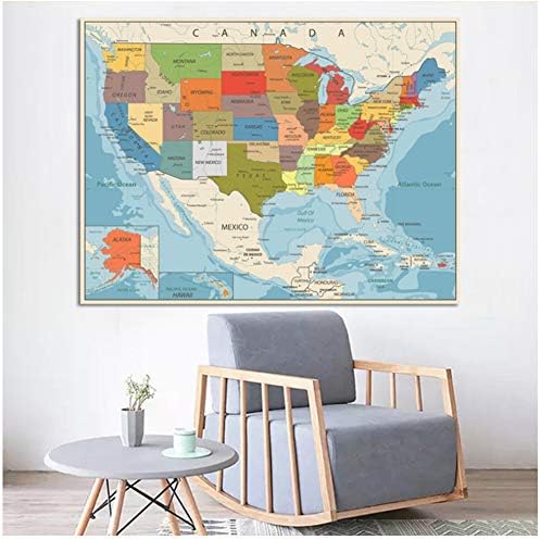 Vue 2 de Usa Etatsunis Carte Affiche