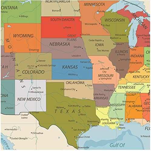 Vue 3 de Usa Etatsunis Carte Affiche