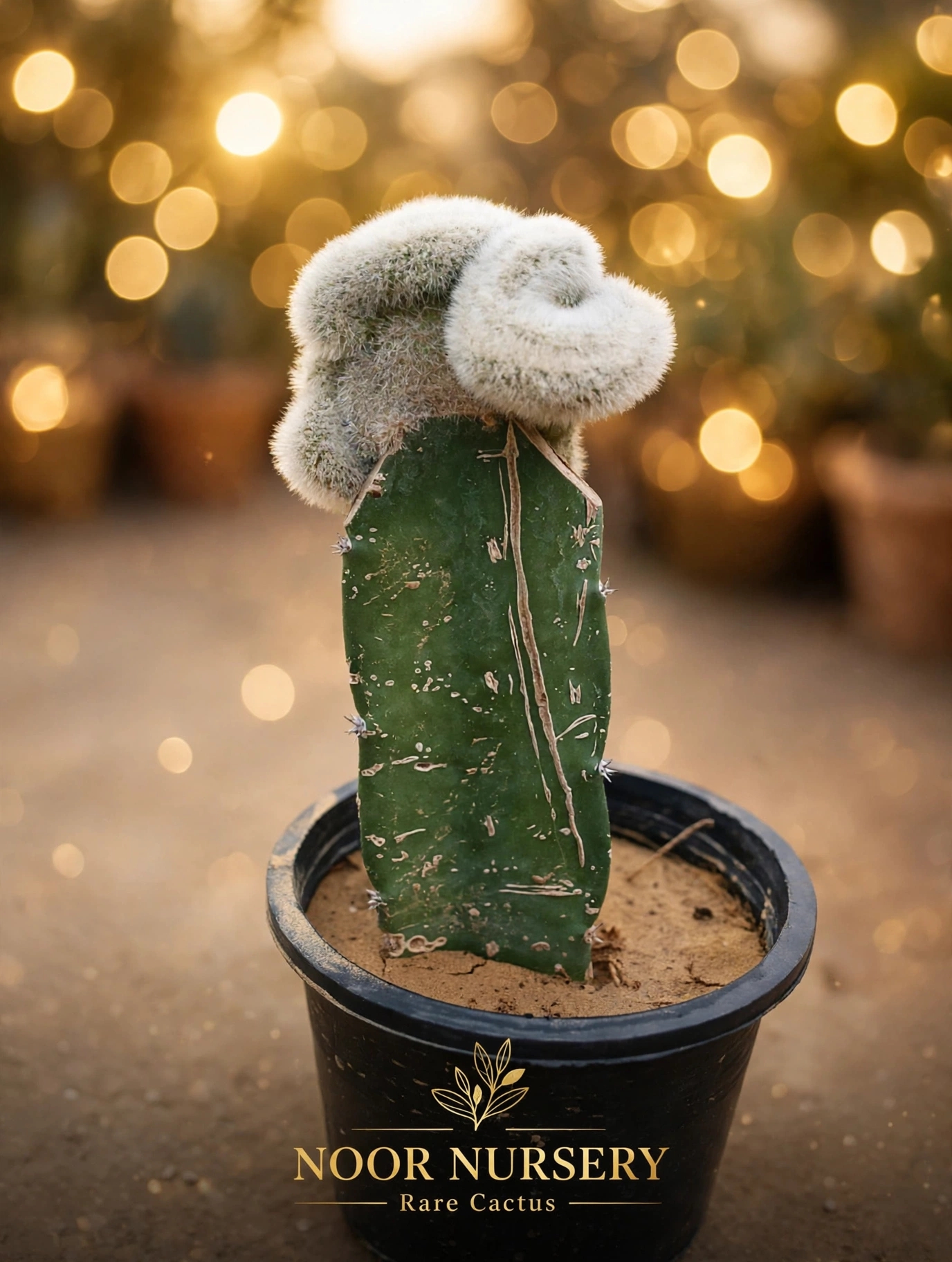 Rare white crested cactus — نایاب کرسٹڈ کاکٹس