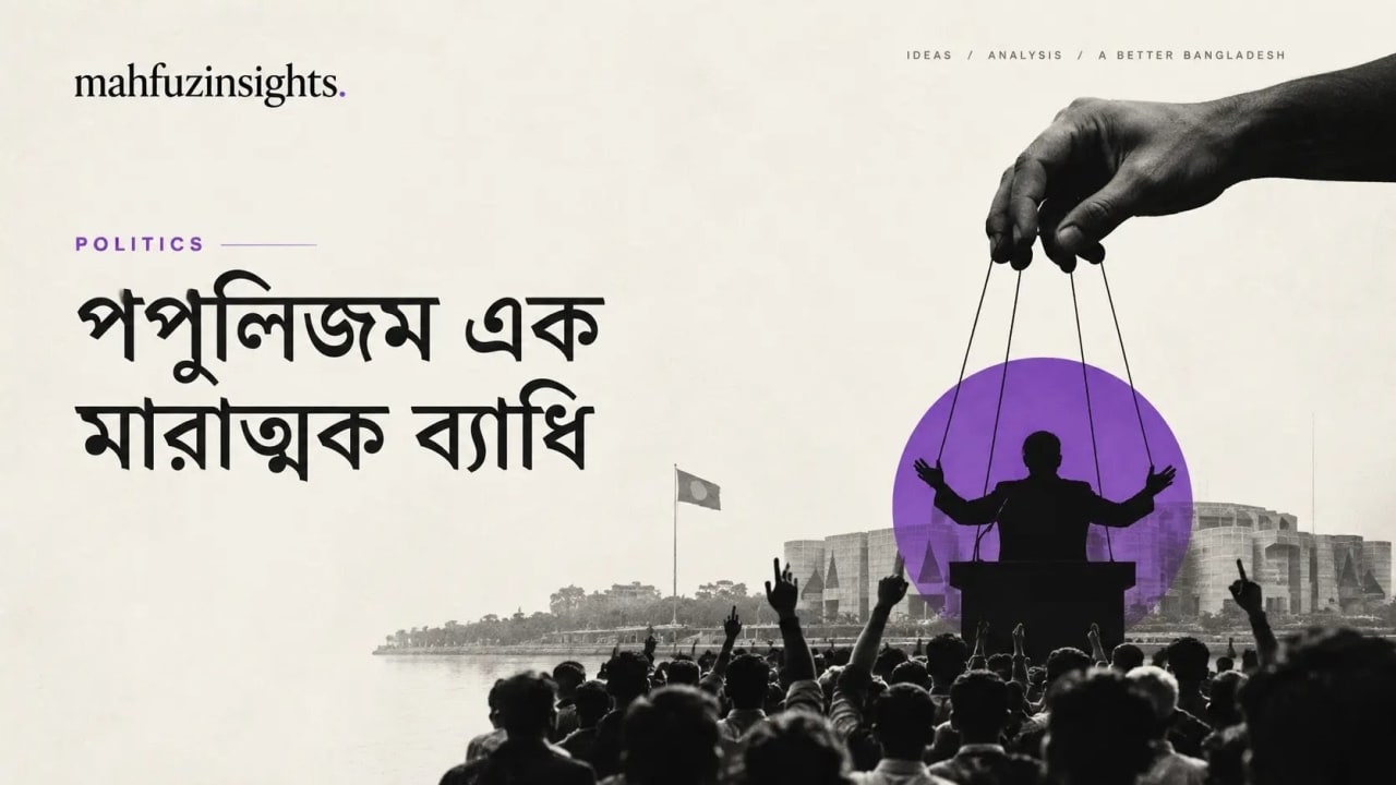 পপুলিজম এক মারাত্মক ব্যাধি। মানুষ দ্বারা মানুষ নিয়ন্ত্রিত এক ব্যাধির চিত্র তুলে ধরা হয়েছে ছবিতে।