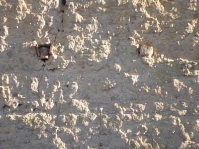 Lidéřovice, západní humno, podélně průjezdná nabíjená stodola usedlosti čp. 46, detail nabíjení
