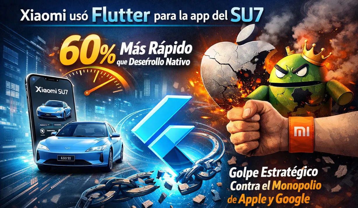 Xiaomi usó Flutter para la app del SU7: 60% más rápido que desarrollo nativo y un golpe estratégico contra el monopolio de Apple y Google