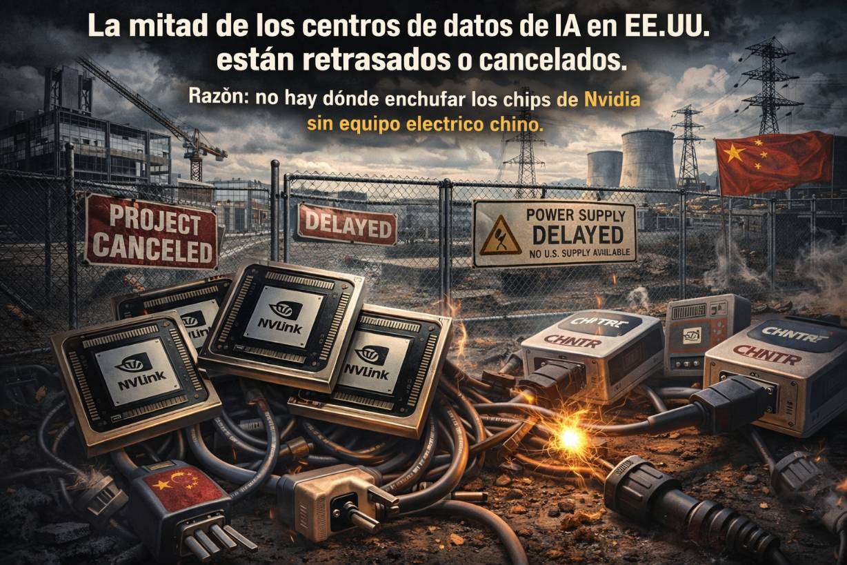 La mitad de los centros de datos de IA en EE.UU. están retrasados o cancelados. Razón: no hay dónde enchufar los chips de Nvidia sin equipo eléctrico chino