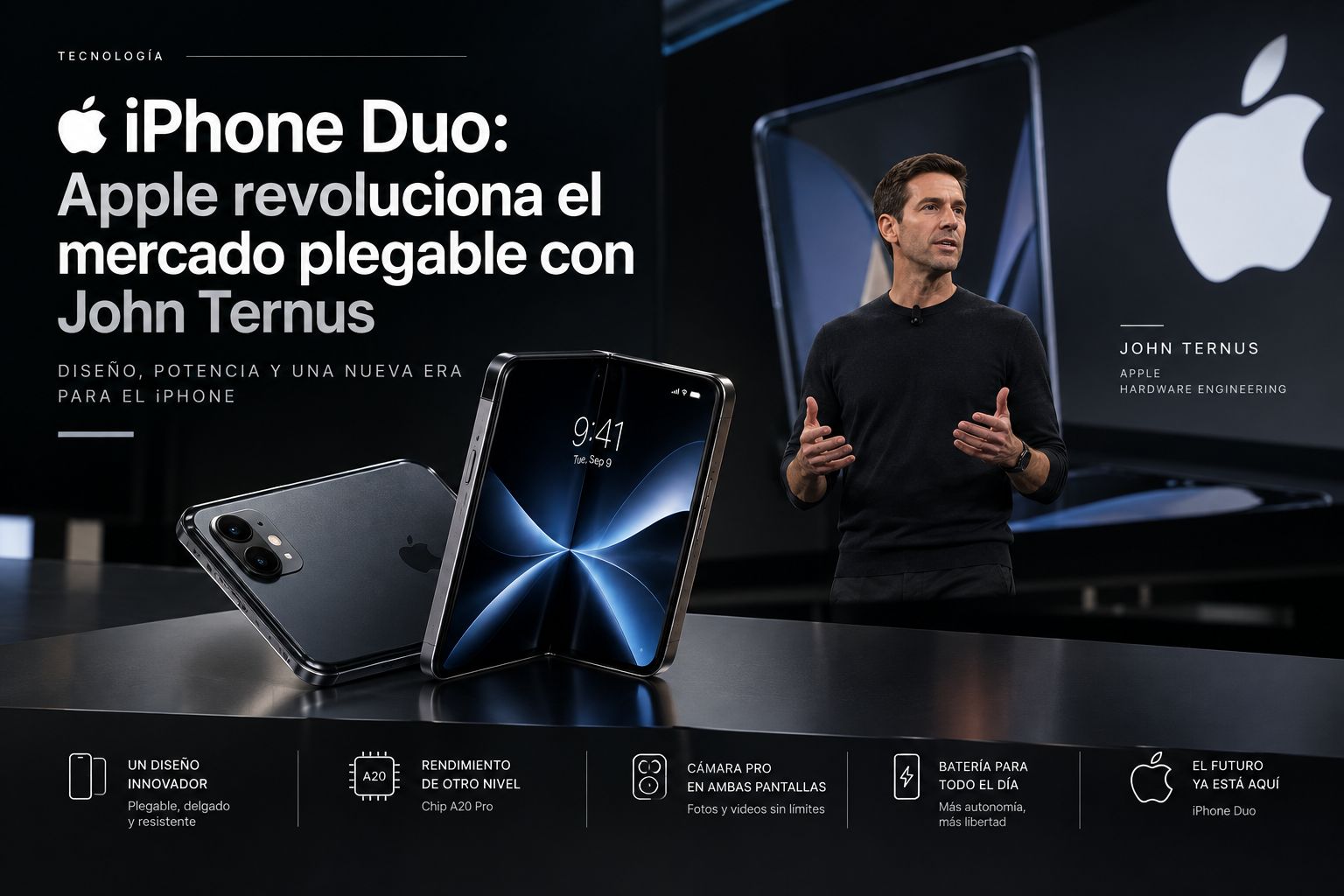 iPhone Duo: Apple revoluciona el mercado plegable con John Ternus