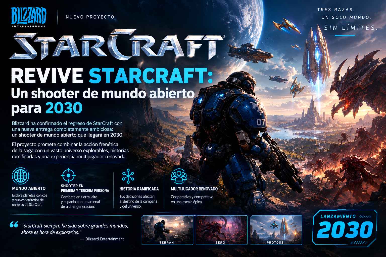 Blizzard revive StarCraft: Un shooter de mundo abierto para 2030