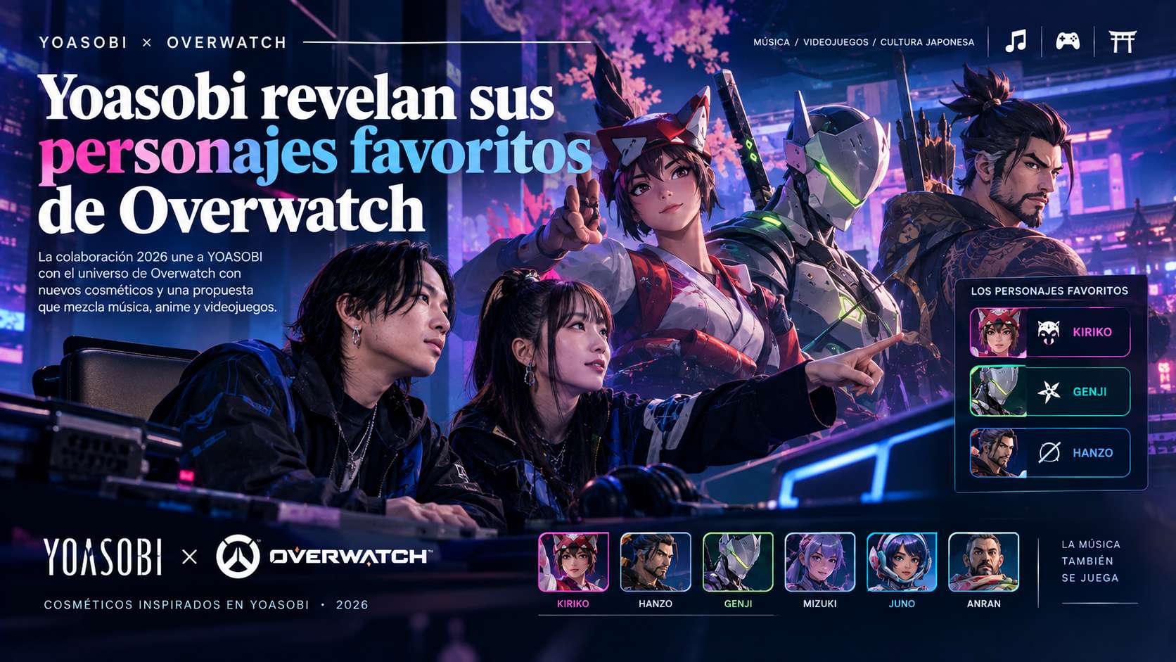 Yoasobi revelan sus personajes favoritos de Overwatch