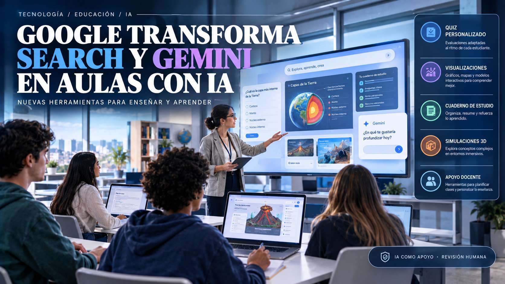 Google transforma Search y Gemini en aulas con IA